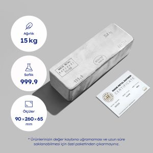 15 Kg 999‚9 Gümüş Külçe