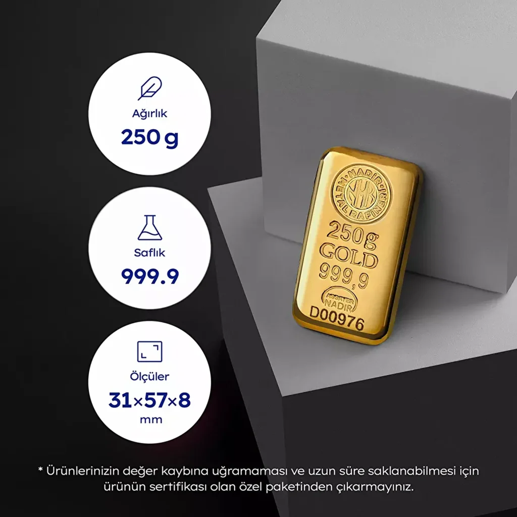 250 Gr Külçe Altın 999‚9