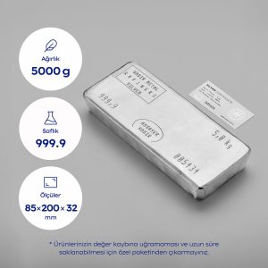 5 Kg 999‚9 Gümüş Külçe