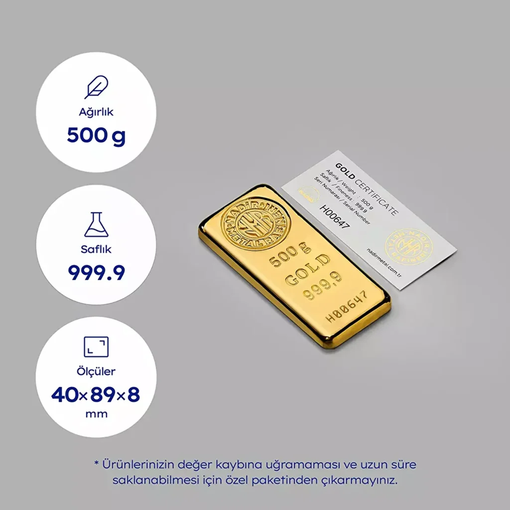 500 Gr Külçe Altın 999‚9