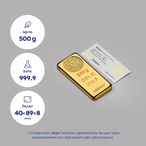 500 Gr Külçe Altın 999‚9