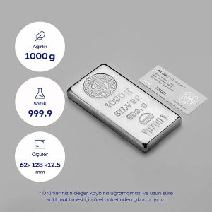 1000 Gr 999‚9 Gümüş Külçe
